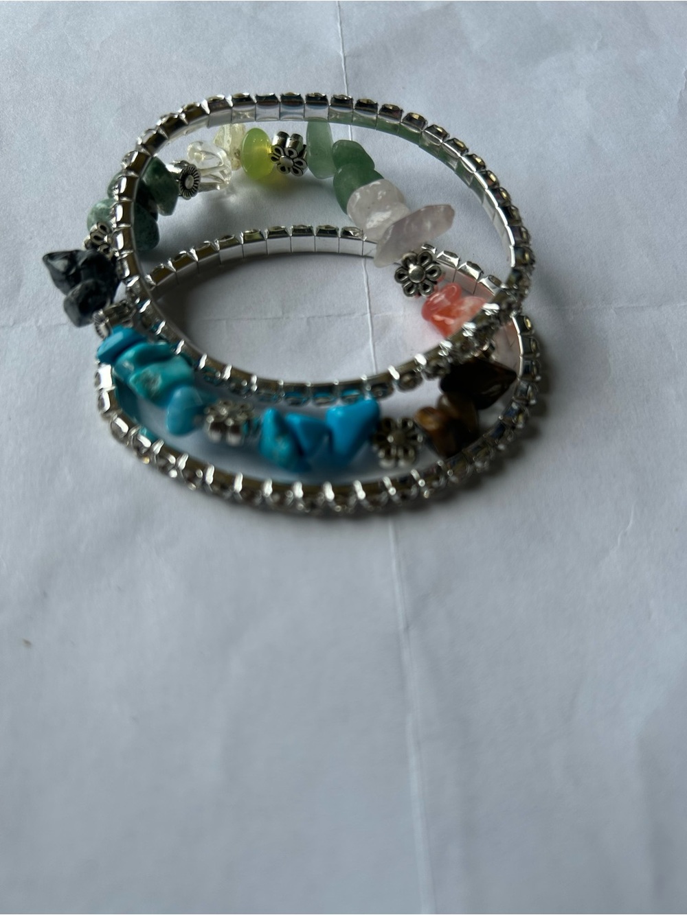 Multi-Gemstone Coil Bracelet with Turquoise and Rose Quartz